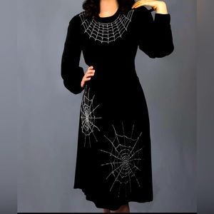 Black Widow Vintage Vamp Style Spiderweb Dress by Nicoletta Carlone Hand Beaded